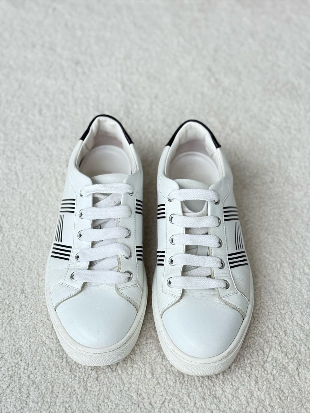 Hermes Women’s White Sneakers with black H on the side